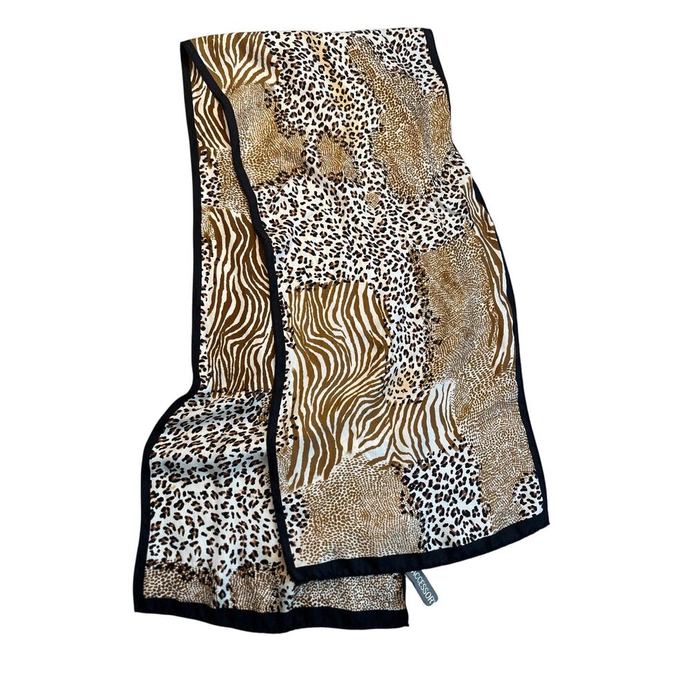 Accessory St Animal Print Silk Scarf Mixed Leopard Zebra Patchwork Mob Wife